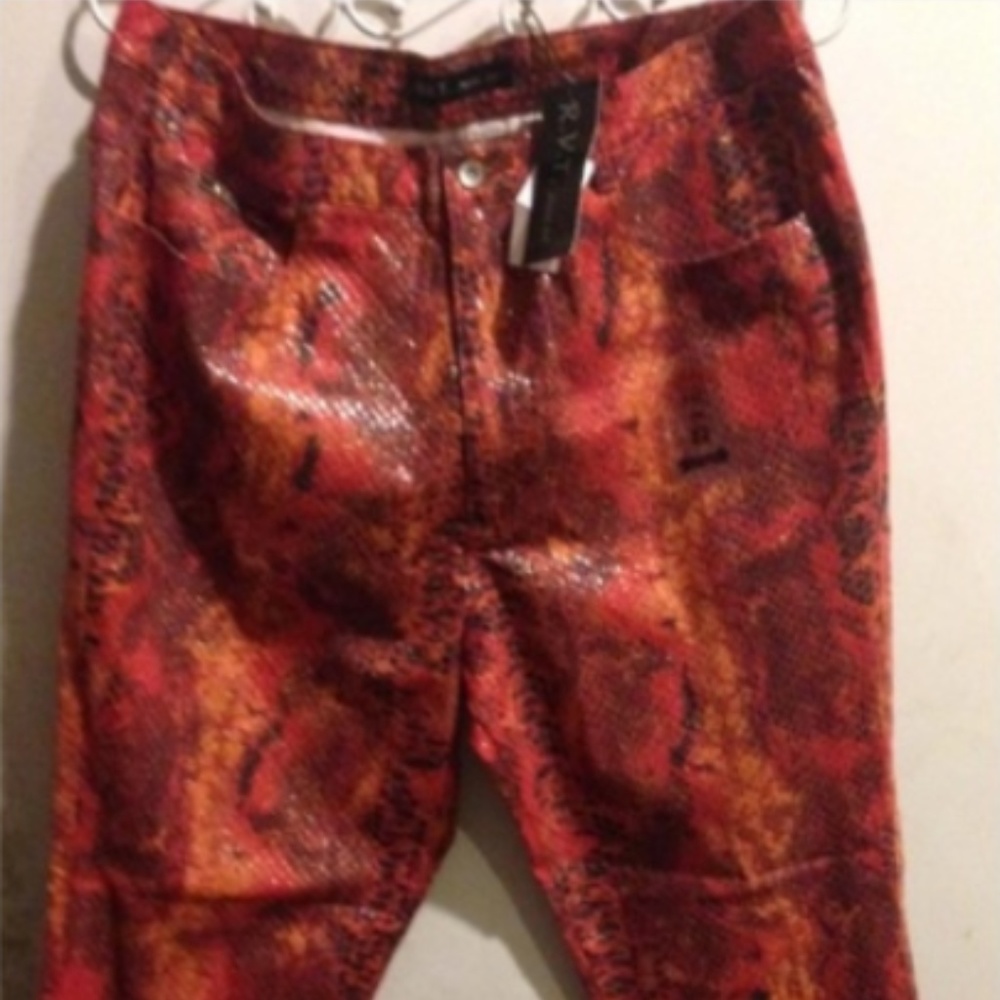 Faux Red/Burnt Orange  Snake Skin Plus Size Jeans - Picture 4 of 8